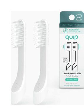 Quip Adult Electric Toothbrush Replacement Brush Heads, Soft, 2 Pack